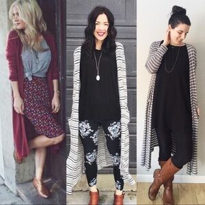 Lularoe Striped Sarah Duster Knit Cardigan Small S